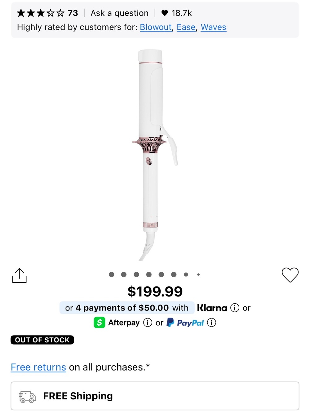 T3 White and Rose Gold Curling Iron